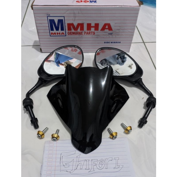 Visor Jupiter Mx Model Batman + Baud L Ring Monel Plus Spion X1 Kanan Kiri Paket Visor Batman+Ring M