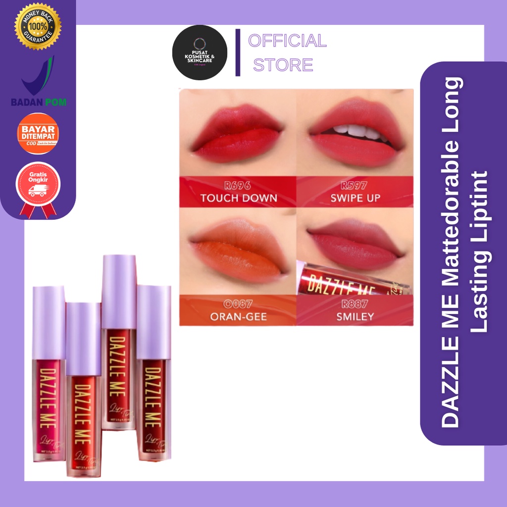 DAZZLE ME Mattedorable Long Lasting Liptint Hyper Moisturizing Lip Stain | Ink-Licious Lip Tint BPOM