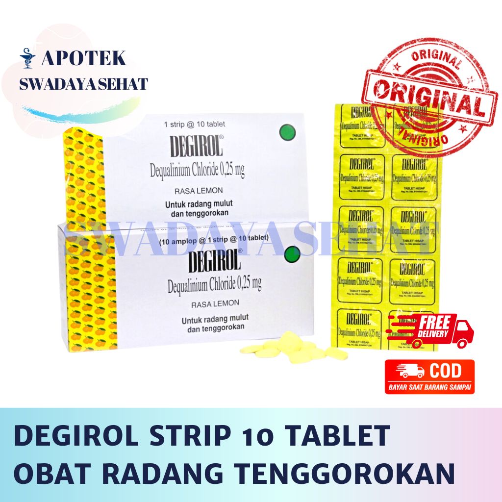 DEGIROL Strip 10 TABLET Hisap Rasa Lemon Strip - Strip 4 Tablet Obat Radang Mulut Dan Tenggorokan LOZ