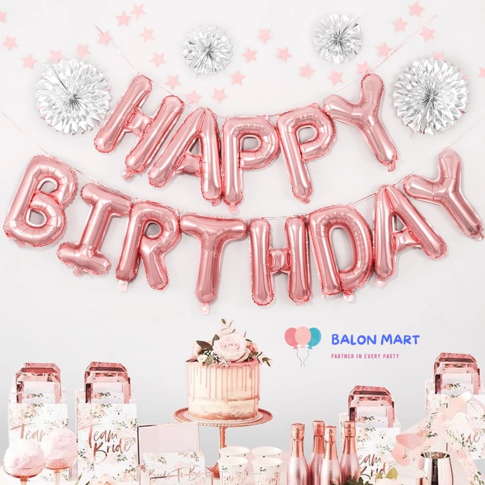 T&amp;Y Paket Balon Foil Happy Birthday Warna Warni 13Pcs 1 Set Balon Foil Rainbow 34 Cm Balon Ulang Tahun Balon Pesta Mix Warna Pastel Murah