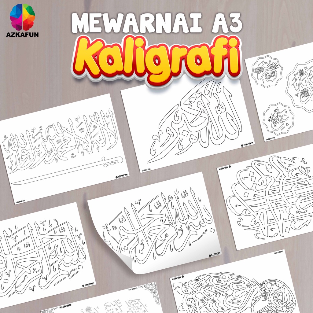 

Kertas Mewarnai A3 KALIGRAFI - Mewarnai tema islami kaligrafi