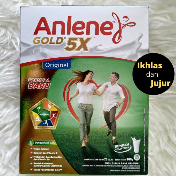 Anlene Gold Plus 5X 900 Gram Rasa Original Susu Bubuk Lansia 900gr