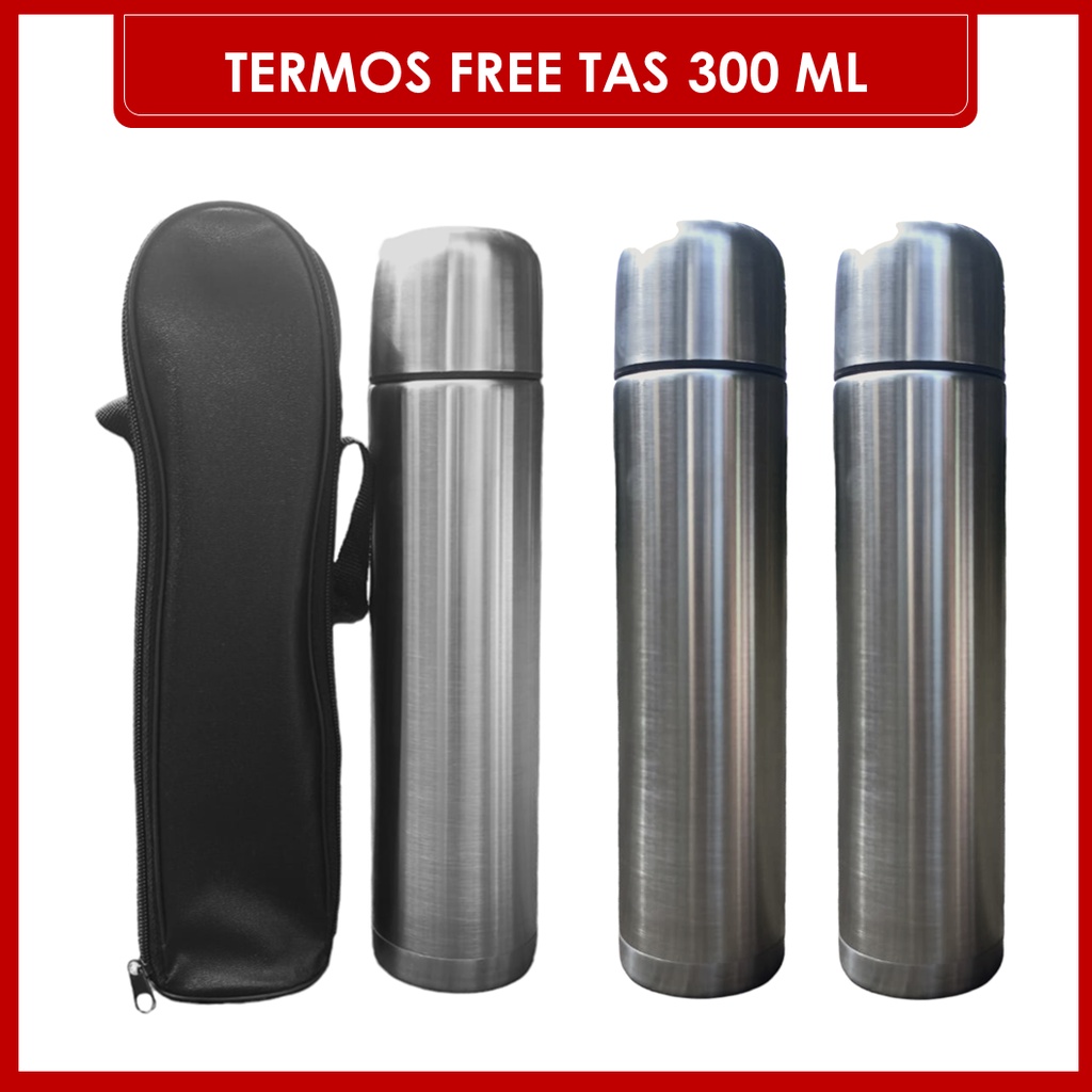 DEOSOFFICIAL -- TERMOS HIGH GRADE FREE TAS/TERMOS AIR PANAS VACUUM FLASK AIR BOTOL 18/8 STAINLESS STEEL 300ML