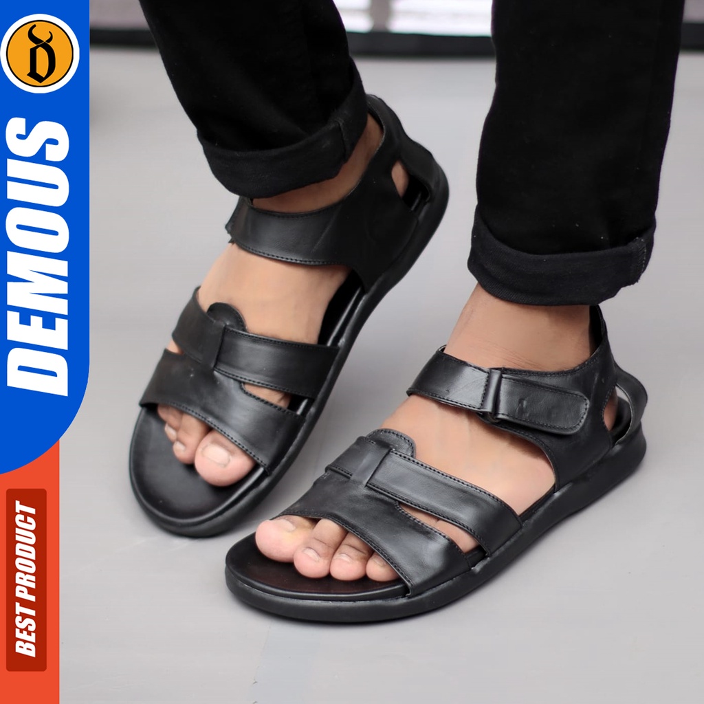 DEMOUS Hake - Sandal Casual Slop Kulit Asli Pria