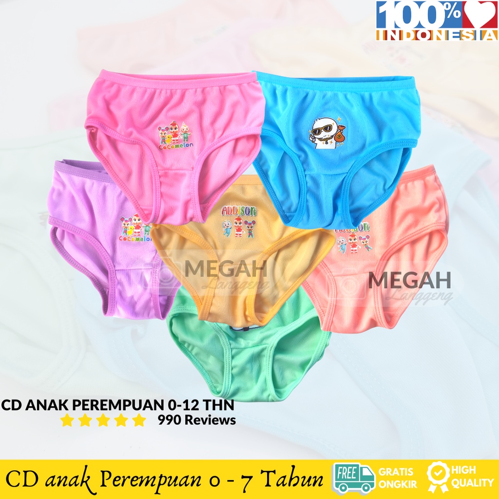 6 &amp; 12 pcs Celana Dalam Anak Perempuan / Lusinan - Grosir CD anak Wanita Murah - Celana Dalam Anak Perempuan Stabillo - CD celana dalam anak perempuan bahan katun halus 1-7 Tahun