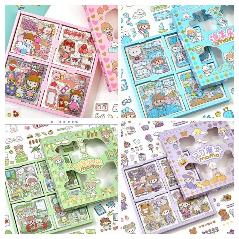 Momo Sticker Box / Deco Sticker Momo PVC Anti Air Isi 100 Lembar