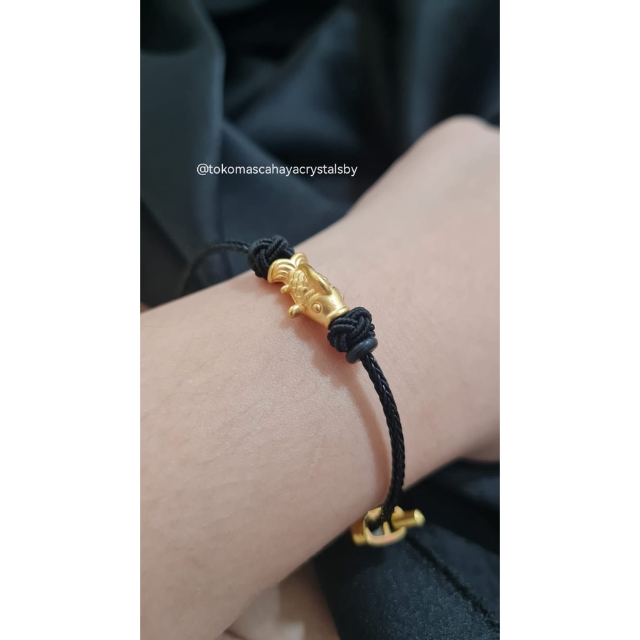 Gelang Charm Ikan Emas kadar 24k HK Hongkong 999.9% 9999 &amp; Gelang Serut (Pandora / Kepang serut)