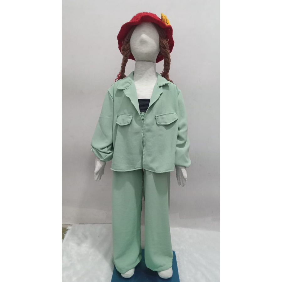 RILLO -SETELAN ANAK PEREMPUAN BLAZER OUTER CRINKLE AIRFLOW 6-13 TAHUN