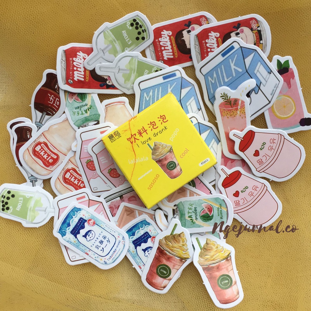 

46pcs Lembar Stiker Motif Kartun Korea Lucu Anti Air/ Dekorasi Handbook Scrapbook DIY