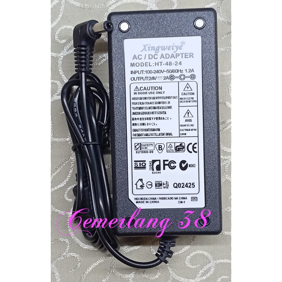 Adaptor 24V 2A + kabel Power Supply Switching Adaptor 24 Volt 2 A - 115 cm