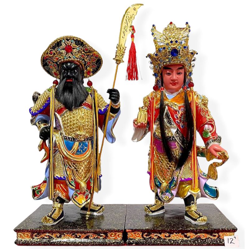 patung dewa pengawal kwankong uk 12 inch full kayu taiwan