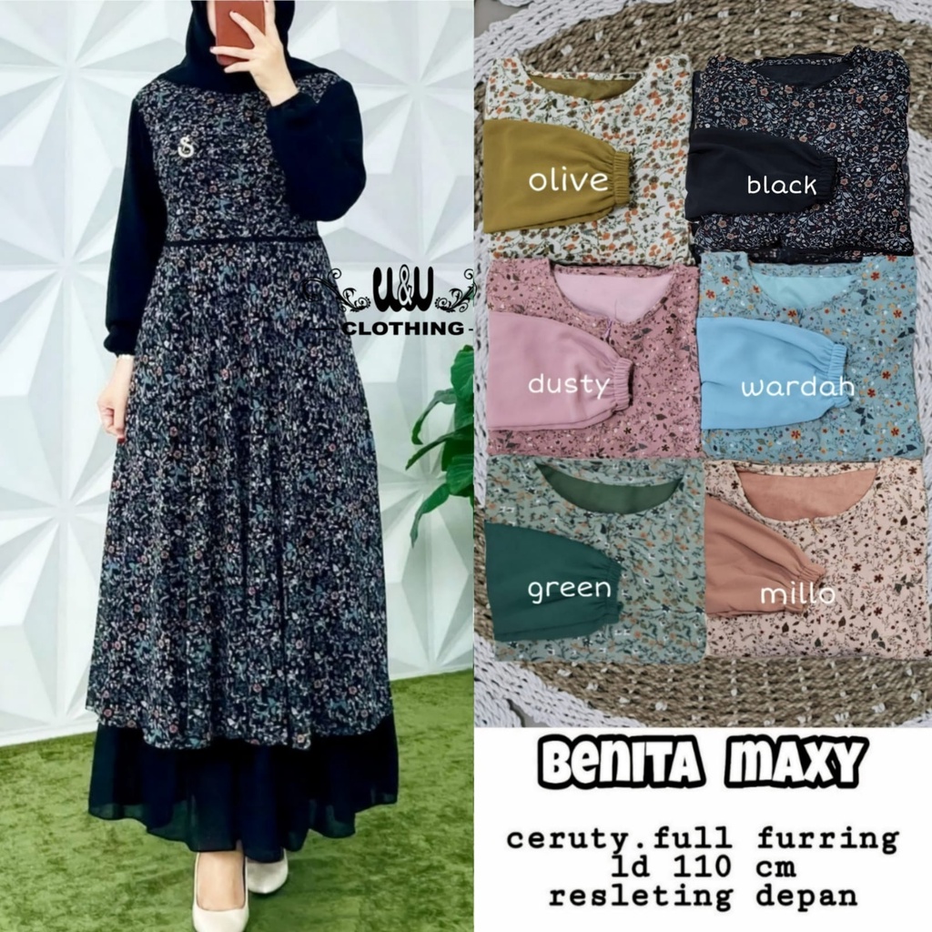 Benita Maxy Dress Cerut Baby Doll Jumbo Ld 130cm Ld 110cm Dan Ld 90cm Gamis Polos Motif Bunga Terbaru Dres Ceruty Motif Bunga Kecil Kecil Dress Wanita Remaja Muslim Gamis Kondangan Dres Muslimah Seragaman Grosir Konveksi Baju Gamis Murah Terbaru Kekinian