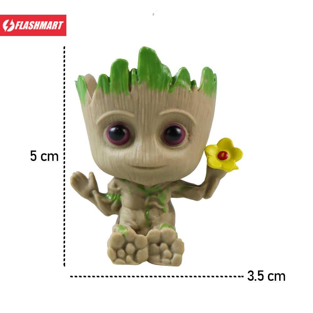 Flashmart Groot Mini Action Figure Holding Flower Pot Tanaman 5cm - TKR3