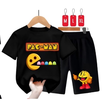 Hzl_outfit Setelan Kaos Anak Uniseks Pac Man/M,L,XL