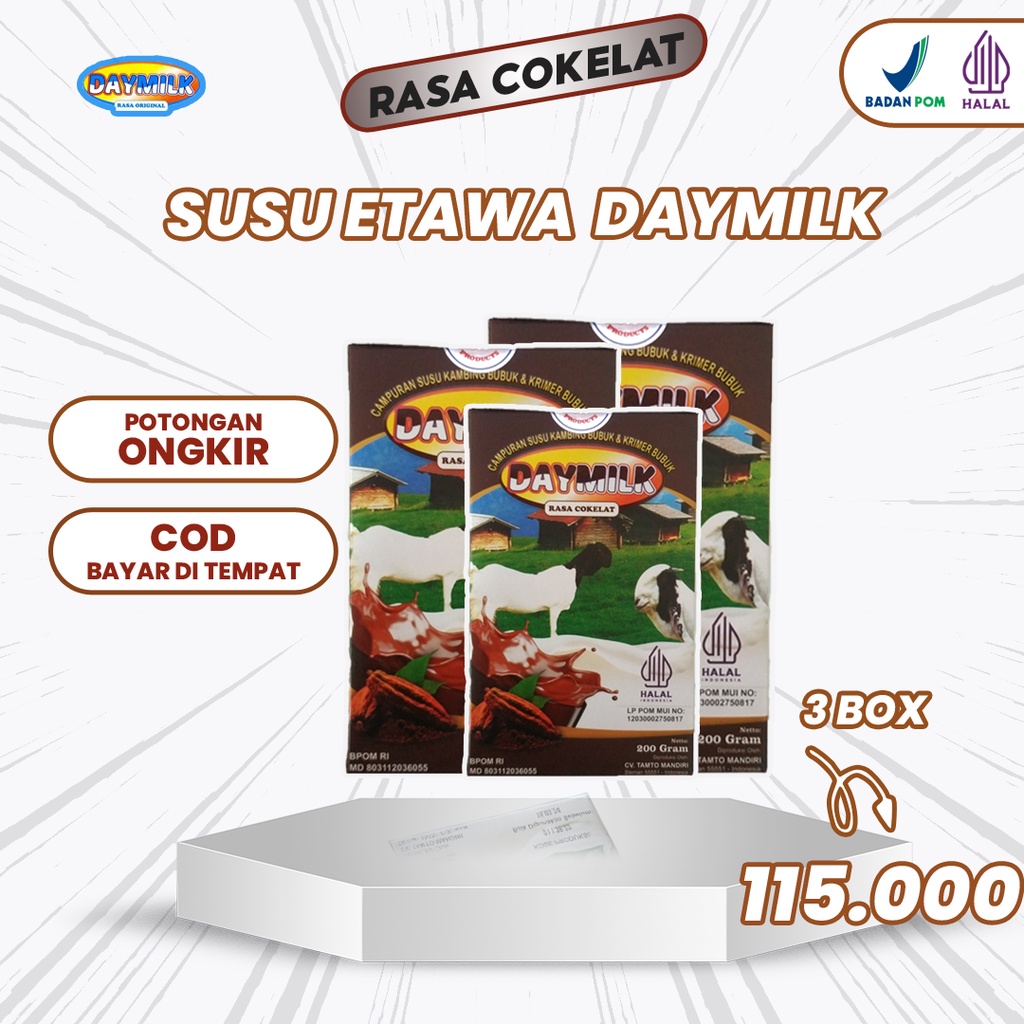 

Susu Daymilk Etawa Rasa Cokelat 200 Gram 3 Box