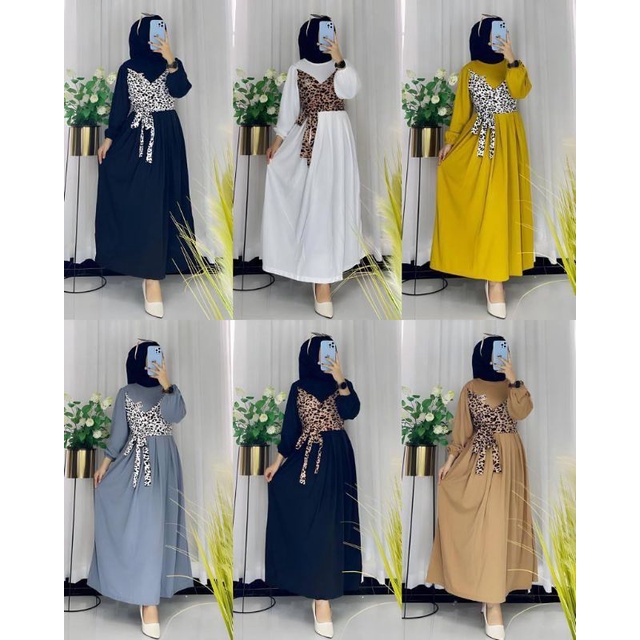 GAMIS WANITA TERBARU//GAMIS WANITA DEWASA GAMIS ROMPI MOTIF LEOPARD VIRAL KEKINIAN 2023//MIDI DRESS 