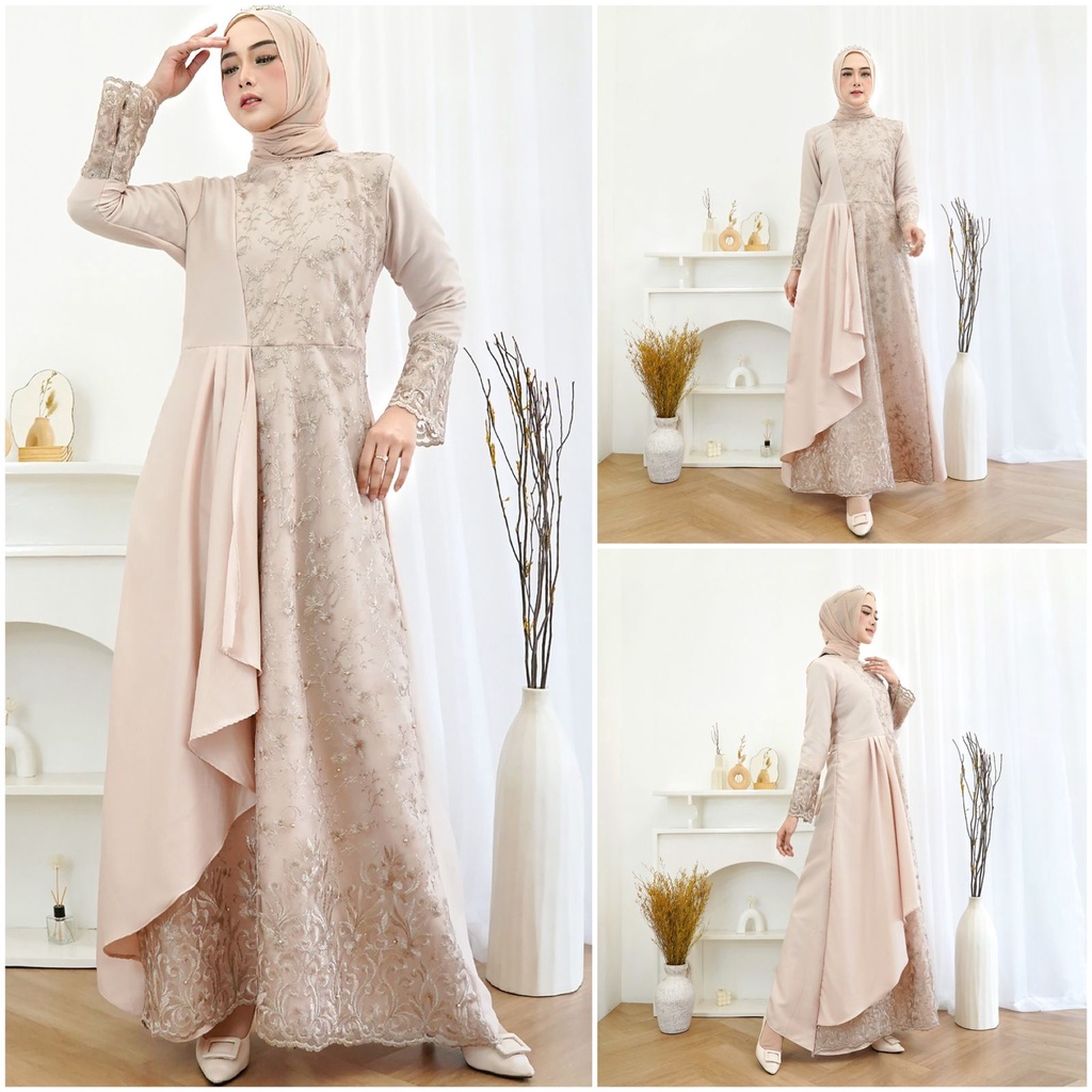 Gamis Mafaza Brokat TiLe Bordir/ GAMIS ZOLANA/Maxi Dress Lebaran Brukat Tulle Baju Muslim 8 warna