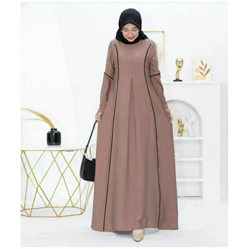 Baju Gamis Crinkle Woori Dress Maxy Gamis Remaja Kekinian Pakaian Muslim Wanita Ld114 CM Gamis Terbaru 2023 Lebaran Wanita