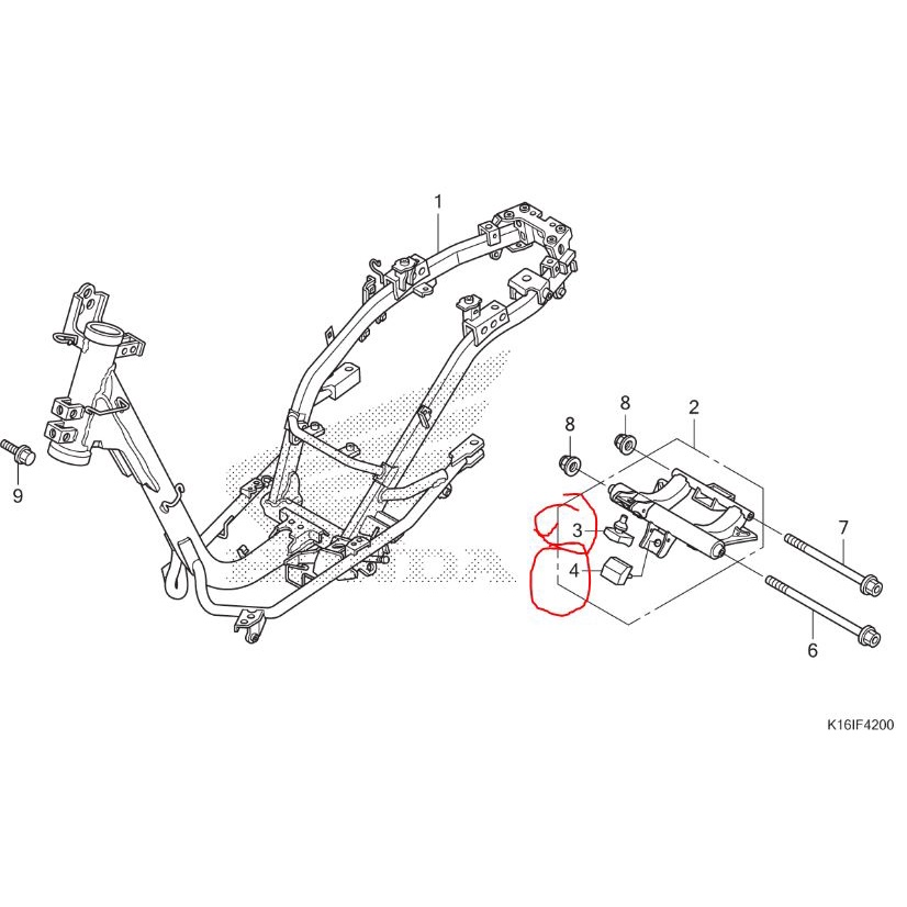 Karet Engine Mounting Beat FI &amp; ESP Scoopy 2012 2013 2014 2015 2016 Asli Honda 50353K16900