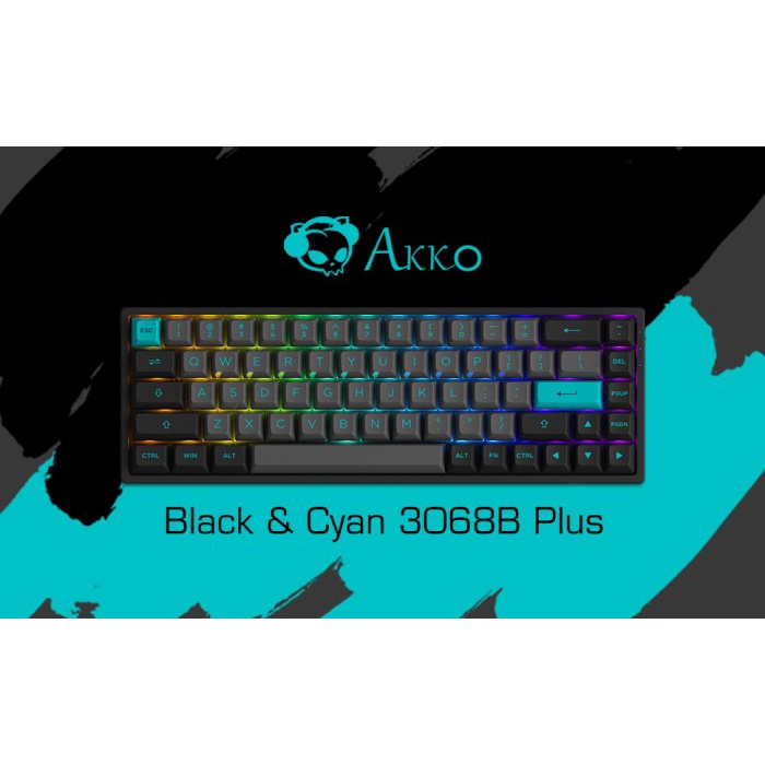Terlaris Akko 3068B Plus V2 Black&Cyan Wireless Mechanical Keyboard
