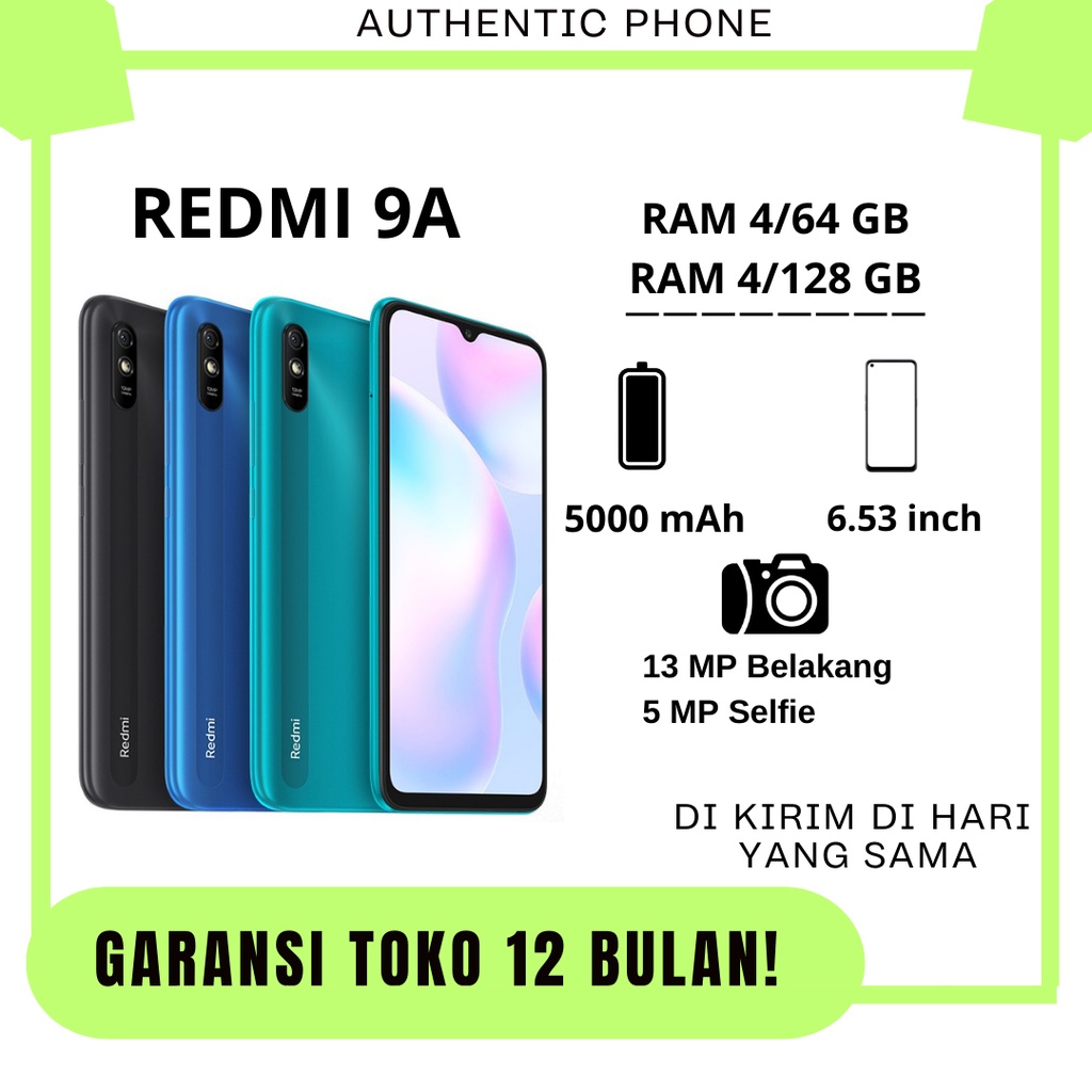 REDMI 9A RAM 6GB INTERNAL 128GB GARANSI 1 TAHUN