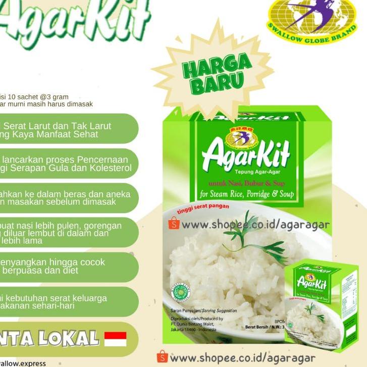 

Good Order AGARKIT 10 sachet Tepung Agar-agar untuk Campuran Nasi, Bubur, Sup