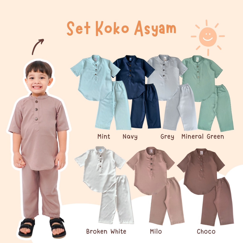 Yobebee Setelan Kurta Asyam Anak Usia 2 3 4 6 8 Tahun Baju Muslim Koko One Set Kids Motif Basic Polos Oneset Cotton Model Baju Lebaran Casual Formal Kerah Chiangi Anak Cowok