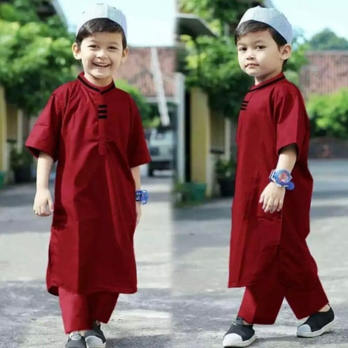baju anak laki laki  Baju Muslim Anak1-12tahun Setelan Baju Koko Anak laki laki Baju muslim - maroon