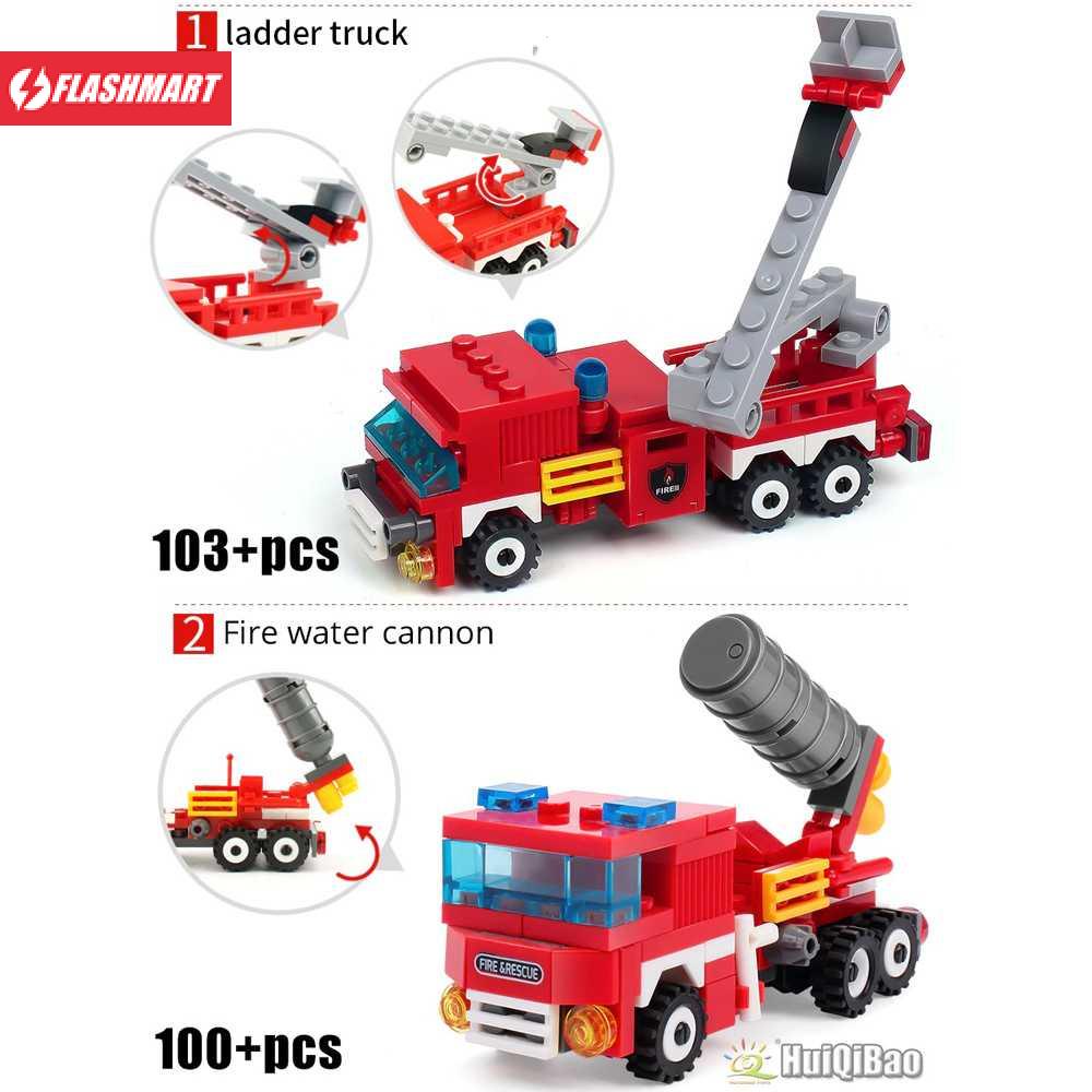 Flashmart Building Blocks Mainan Mobil Fire Fighting 4 Model - KY80512