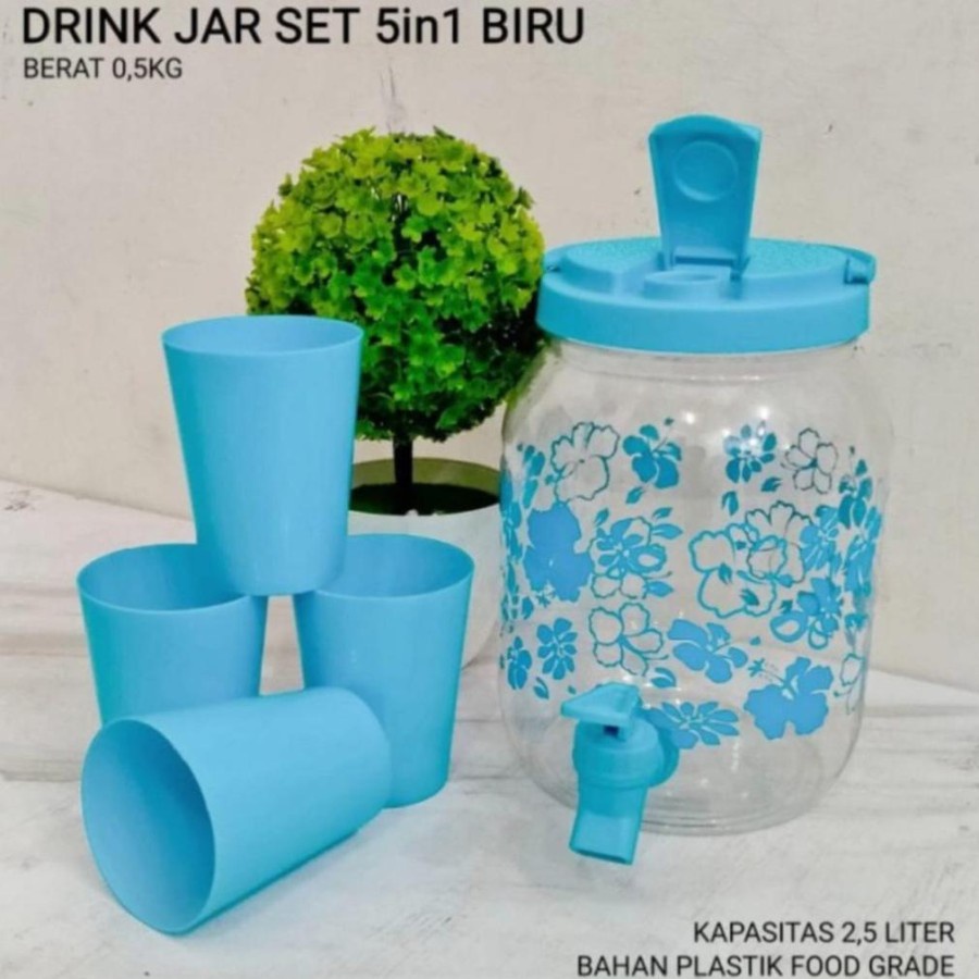 Cinstore Drink Jar Set 5 In 1 - Dispenser Set Gelas - Peralatan Minum Set