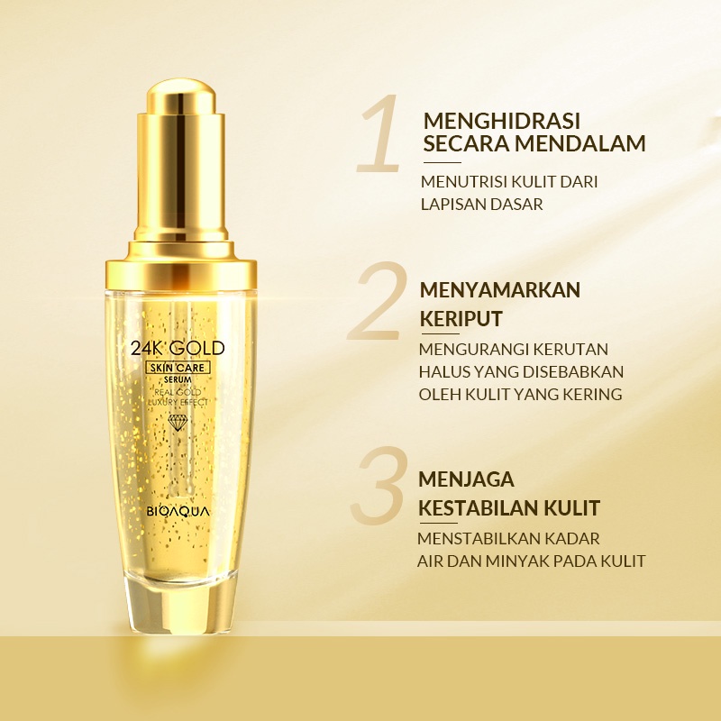 BIOAQUA 24K Gold Series Facial Cleanser Pembersih Wajah 200ml / Serum / Essence Cream / Toner / 24K Gold facial Kit