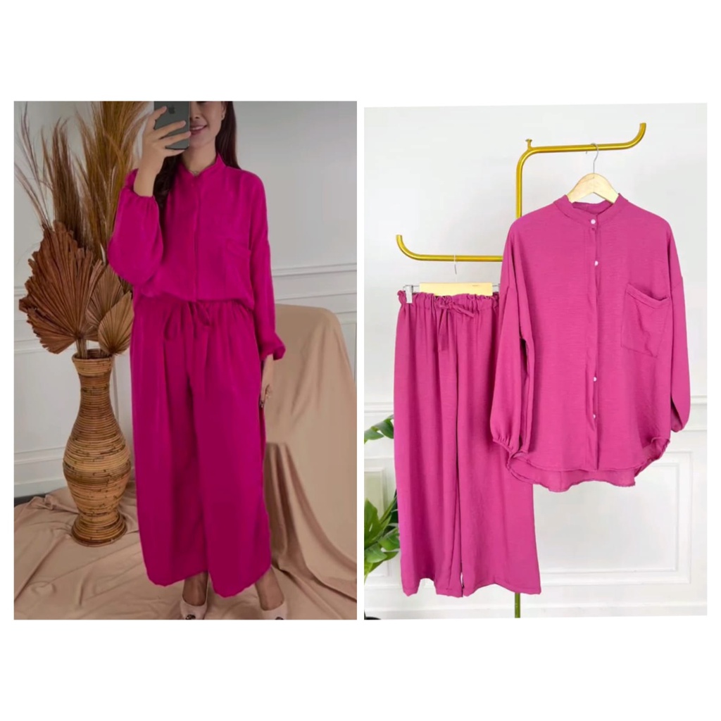 GTW - ZEC Setelan Vania /  One Set Camelia CRINCLE / Setcel Kerah Shanghai / Setelan Wanita Modis