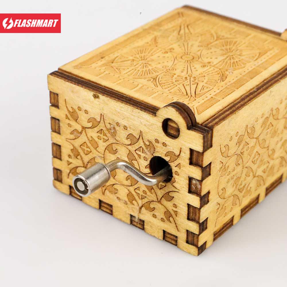 Flashmart ANPRO Kotak Musik Antik Wooden Music Box Engraving - ADQ0194