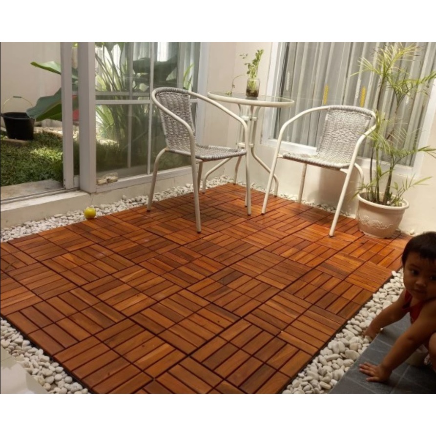 LJ decking tile lantai kayu jati bongkar pasang 30x30 cm