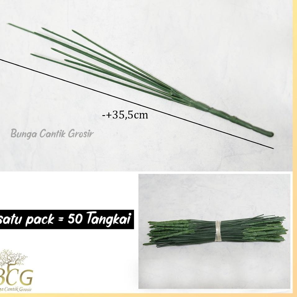 ✪ Tangkai Bunga Pendek Cabang 7 (1 Ikat:50 Pcs) / Tangkai Daun / Tangkai Bunga Polos / Tangkai Plast