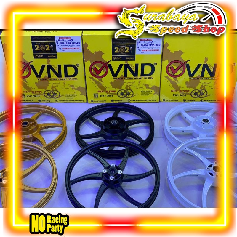 VND Velg Six Star Palang 6 Jupiter Z MX Old F1ZR Vega ZR Ukuran 140 / 160 Ring 17 Set Depan Belakang