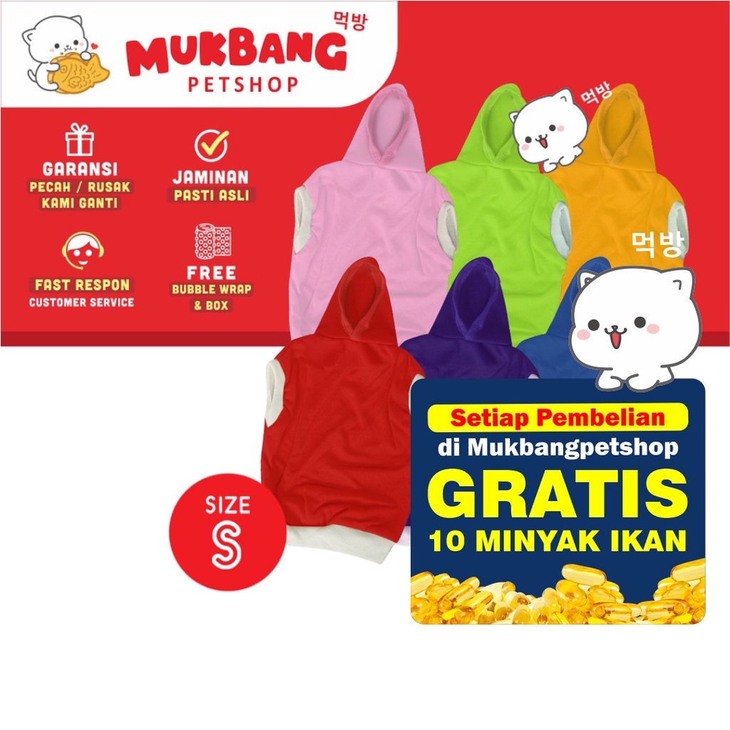 Baju Kucing Lucu Murah Aksesoris Hewan Hoodie Combed Size S