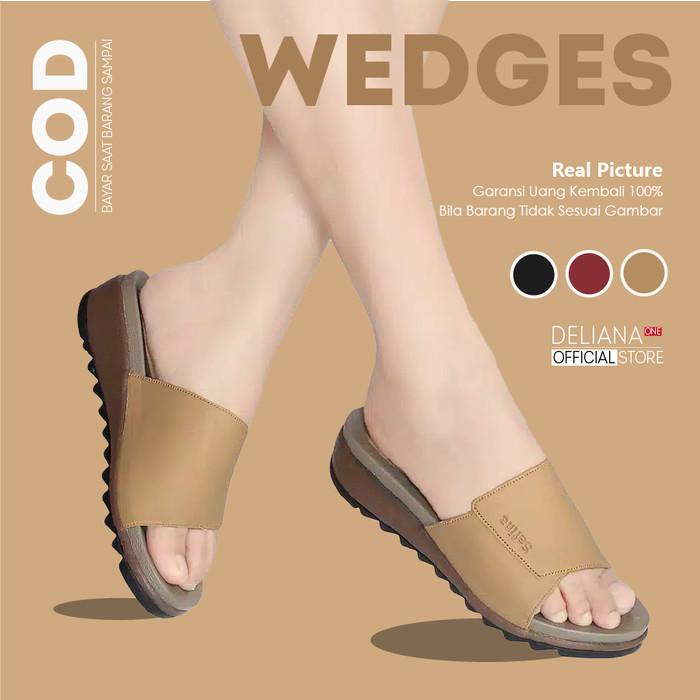 Terlaris Sandal Sendal Wedges Heels Slop Ibu Ibu2 Kondangan Wanita Cewek - C001