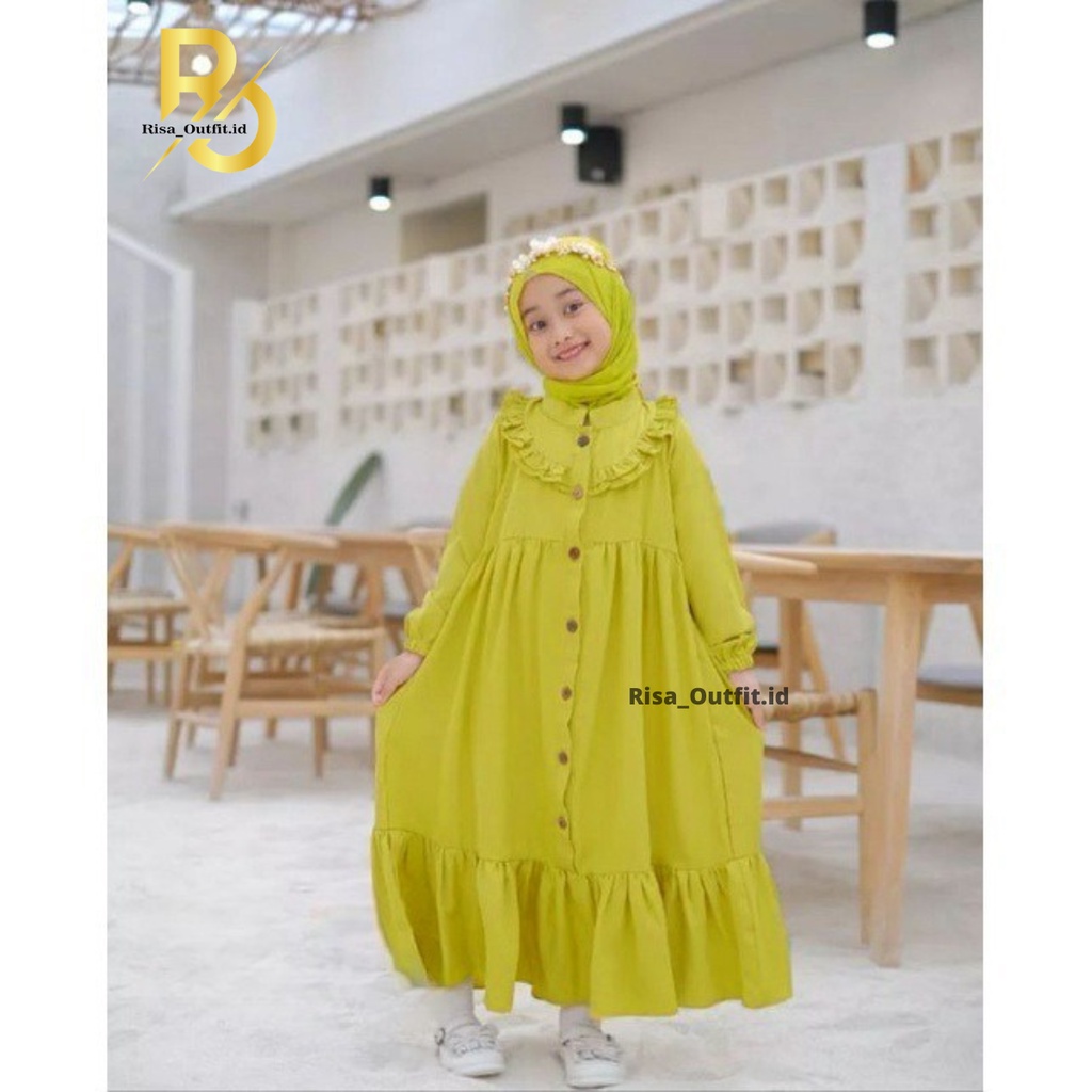 SYAKIRA KIDS Gamis Anak Perempuan Terbaru 2023 / Gamis Anak Crinkle Airflow / Dress Anak Perempuan 10 Tahun / Baju Muslim Couple