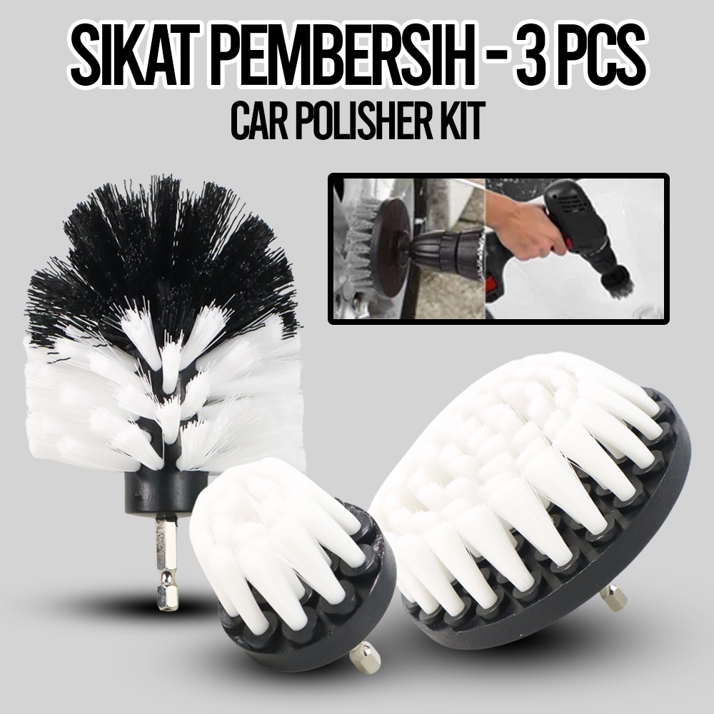 Kepala Sikat Pembersih Brush Car Polisher Kit 3 PCS - DB003 - White