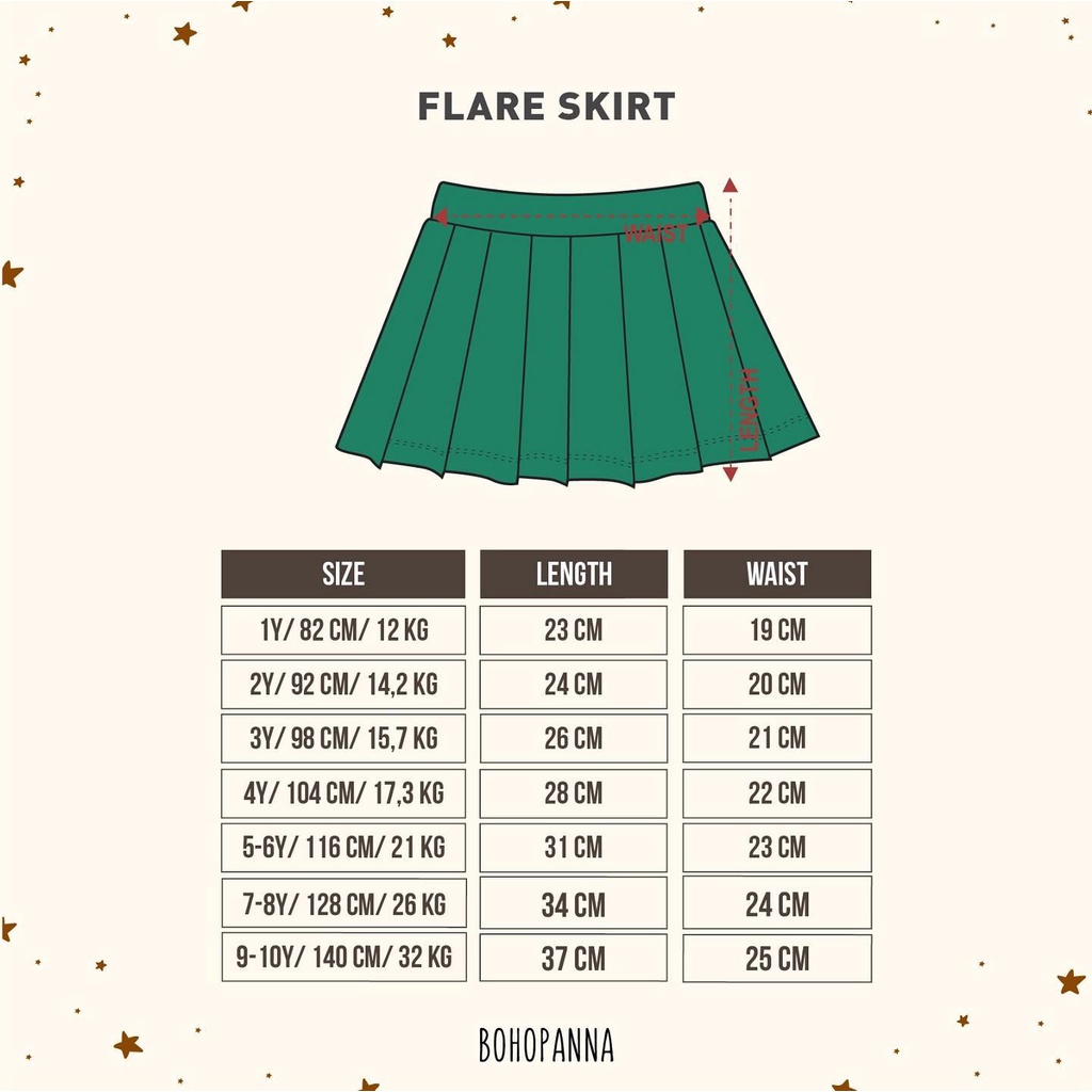 BOHOPANA | BOHO | BOHO PANNA FLARE SKIRT | ROK POLOS DAN MOTIF | ROK ANAK PEREMPUAN | ROK MOTIF DAN POLOS