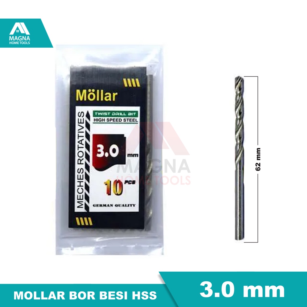 MATA BOR BESI LISTRIK HSS MOLLAR PUTIH 3 MM [ORI]