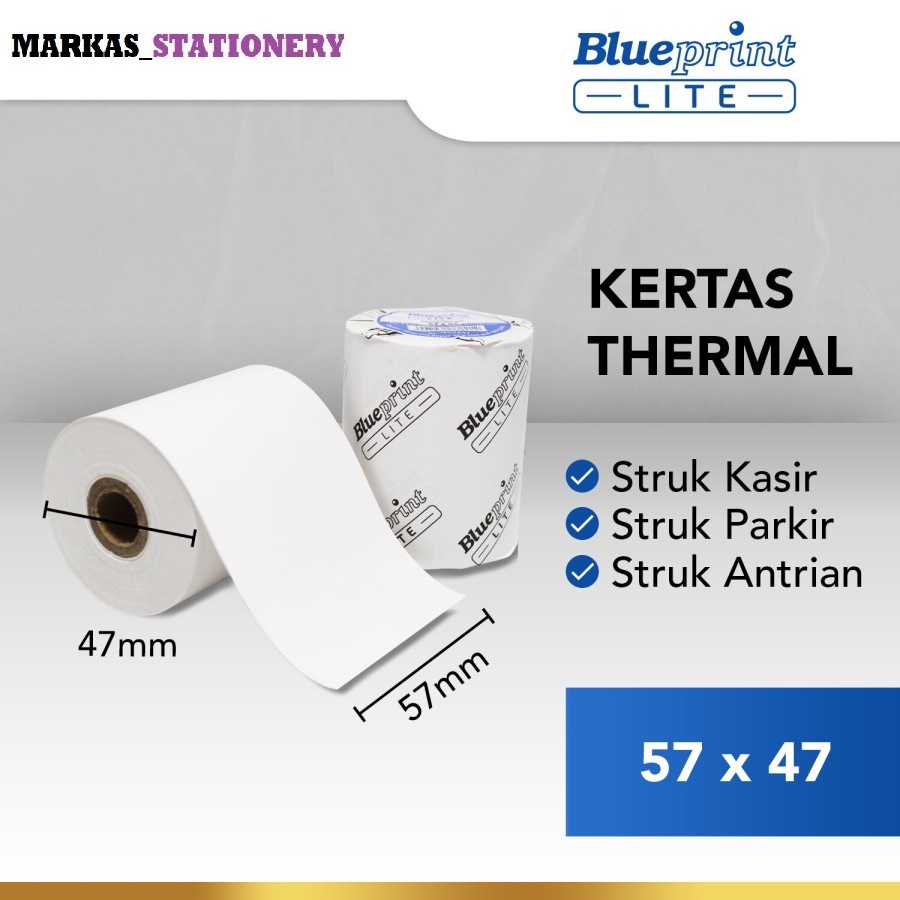 

Kertas Struk / Kertas Kasir / Kertas Thermal BLUEPRINT Lite 57x47 mm 1 roll