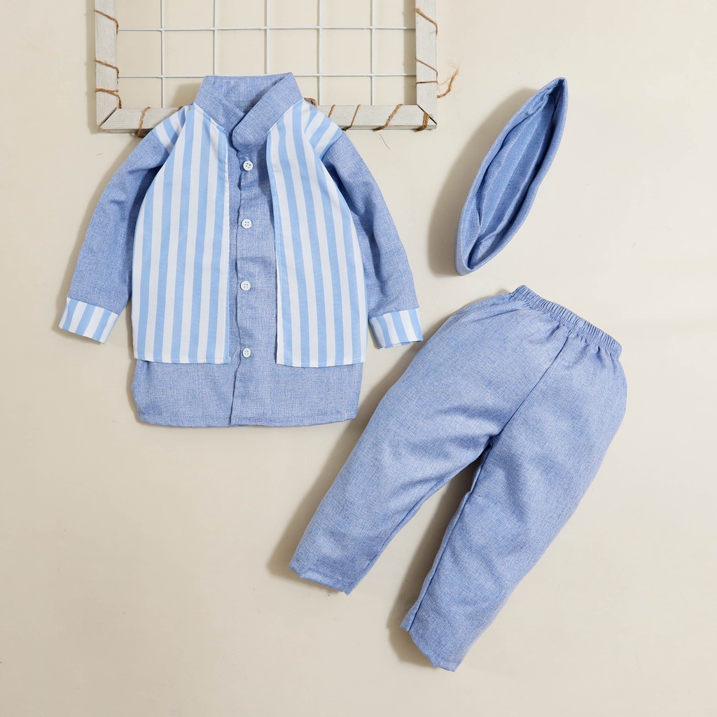 Nuna Store Setelan Koko Rompi Salur / Setelan Baju Koko Anak Bayi  laki laki cowok Usia 1- 4 Tahun