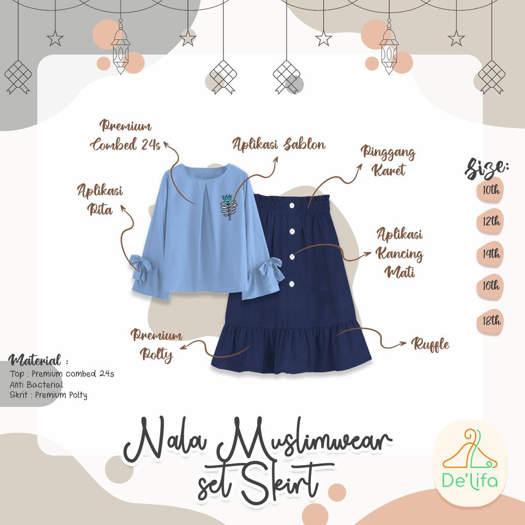 Nala Muslimwear Set Skirt De'lifa