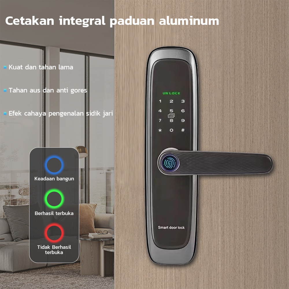 Kadonio kunci pintu sidik jari kunci Pintu Bluetooth pintar kunci pintu digital IC Card Smart Lock Sliding Door with Handle Kontrol App kunci pintu digital