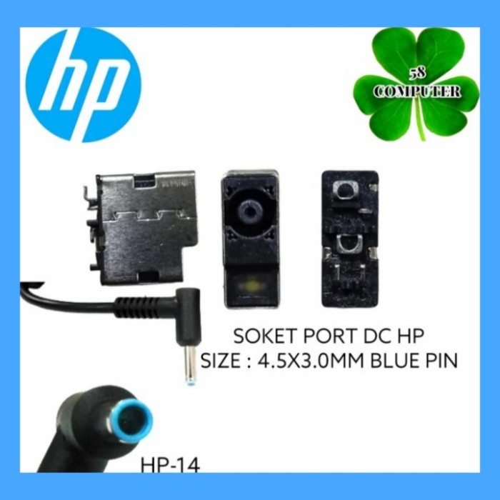 Soket Port Dc Laptop Hp 14S 14-Cf 14-Ce 14-Dc 14-Af Blue Pin