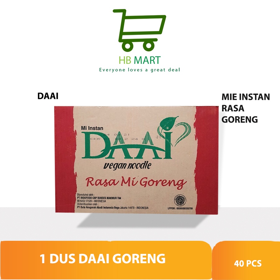 Mie Instan Daai Vegan Noodle 1 dus (40 bungkus) | GORENG / SOTO