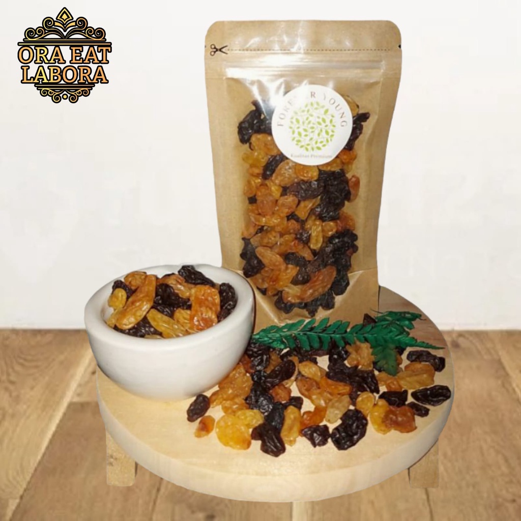 

Superfood Dried Fruit Mixed Raisin 2in1 Golden Raisin Black Raisin Organik Kualitas Premium - Ora Eat Labora