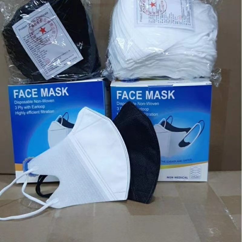 masker duckbill garis model alkindo isi 50pcs duckbill hitam putih